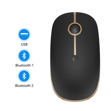 Jelly Comb MS02B Triple Mode Wireless Mouse, 2.4G Wireless + Bluetooth + Bluetooth Rechargeable Mouse - Imported from UK